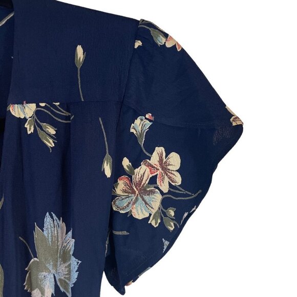 Christy Dawn The Autumn Floral Print Short Sleeve Wrap Dress Navy Blue Size S - Picture 5 of 11